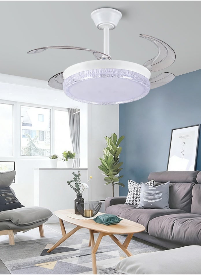 مودي مروحة سقف LED بقوة 72 واط مع جهاز تحكم عن بعد، شفرات حديثة قابلة للسحب، محرك صامت، إضاءة قابلة للتعتيم بثلاثة ألوان (3000 كلفن/4000 كلفن/6500 كلفن)، مروحة ذكية منخفضة الضوضاء لغرفة النوم، غرفة المعيشة، المطبخ - Image 4