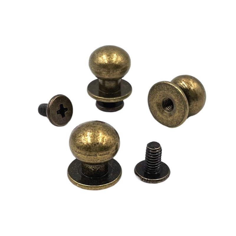 Antique Brass Monk Head 10mm Metal Alloy Stud Screw Rivets For Leather Belt Watchband DIY Crafts - Image 4
