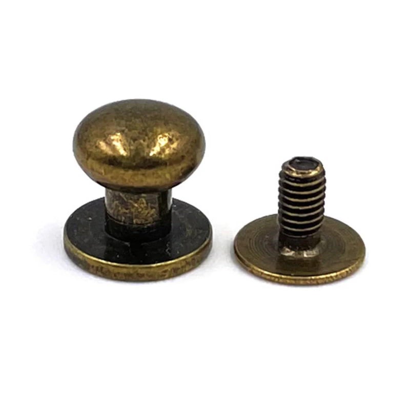 Antique Brass Monk Head 10mm Metal Alloy Stud Screw Rivets For Leather Belt Watchband DIY Crafts - Image 2