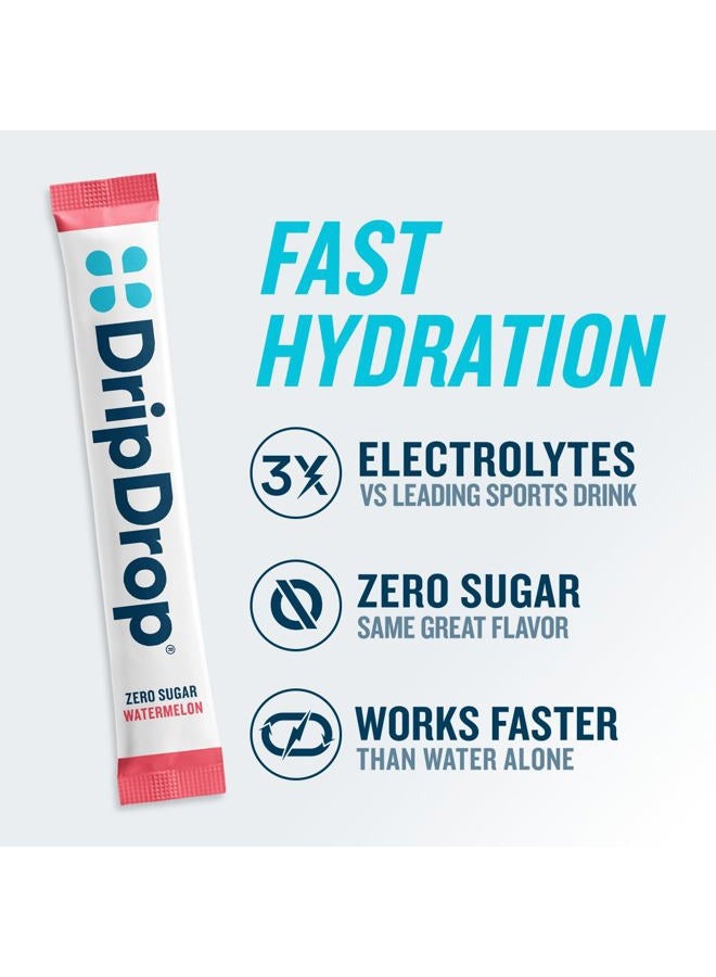 DripDrop Sugar Free Hydration Packets - Zero Classic Variety Pack - Single Serve Electrolytes Powder Drink Mix - Lemon Lime, Watermelon, Peach, Passion Fruit - Non-GMO, Gluten Free, Vegan - 16 Sticks - Image 4