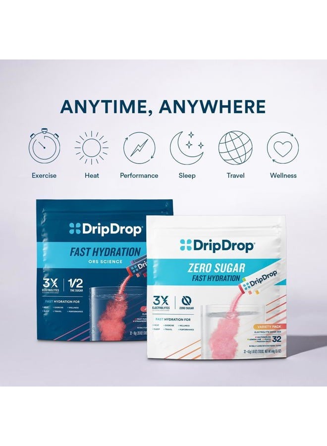 DripDrop Sugar Free Hydration Packets - Zero Classic Variety Pack - Single Serve Electrolytes Powder Drink Mix - Lemon Lime, Watermelon, Peach, Passion Fruit - Non-GMO, Gluten Free, Vegan - 16 Sticks - Image 5