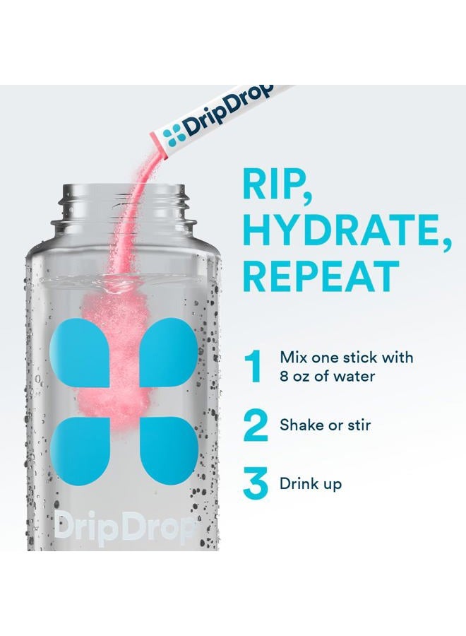 DripDrop Sugar Free Hydration Packets - Zero Classic Variety Pack - Single Serve Electrolytes Powder Drink Mix - Lemon Lime, Watermelon, Peach, Passion Fruit - Non-GMO, Gluten Free, Vegan - 16 Sticks - Image 2