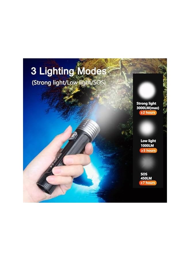 PROMASS promass Dive Lights Scuba Diving, 3 Modes Rechargeable Underwater Flashlight IPX8 Waterproof Scuba Light Snorkeling Light for Diving Underwater Sports, Night Fishing  - Image 3