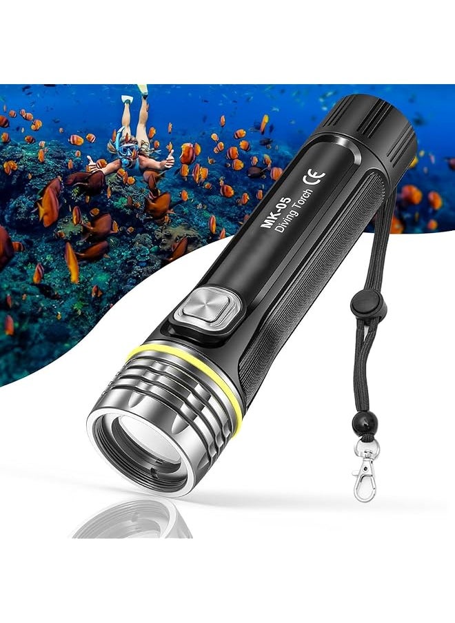 PROMASS promass Dive Lights Scuba Diving, 3 Modes Rechargeable Underwater Flashlight IPX8 Waterproof Scuba Light Snorkeling Light for Diving Underwater Sports, Night Fishing  - Image 1