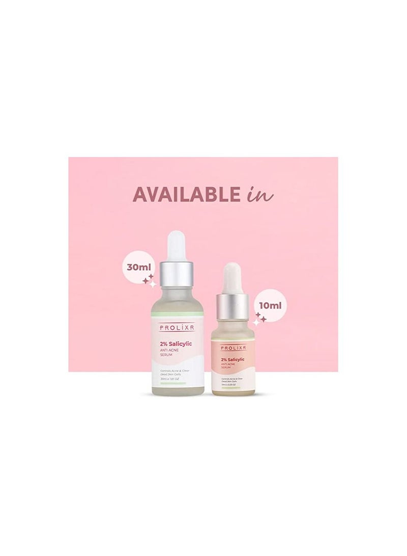 Prolixr 2% Salicylic Acid Anti Acne Serum BHA Based Exfoliant for Acne Prone or Oily Skin 30ml - Image 2