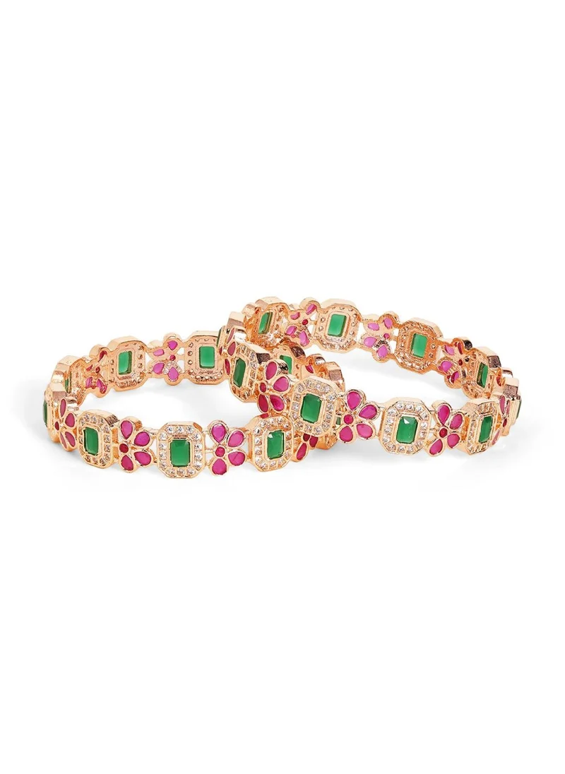 Priyaasi Set Of 2 Plated Stone-Studded Bangles