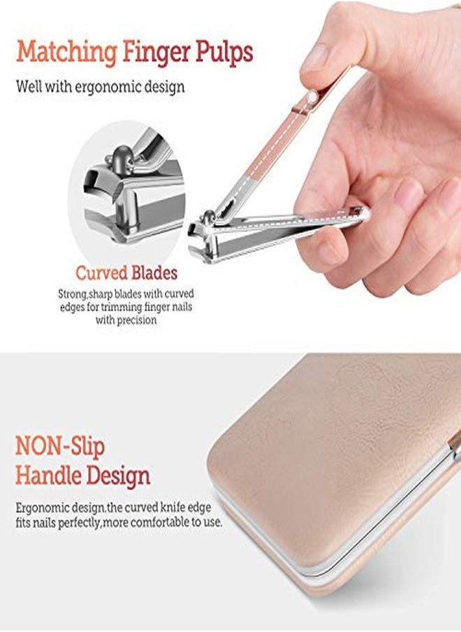 DOCOSS - 18 In 1 Stainless Steel Professional Manicure Set Nail Cutter For Women Nail Scissors Grooming Kit Manicure Pedicure Kit For Women Nail Acne Remover Needle Blackhead Tool With Leather Case - Image 1