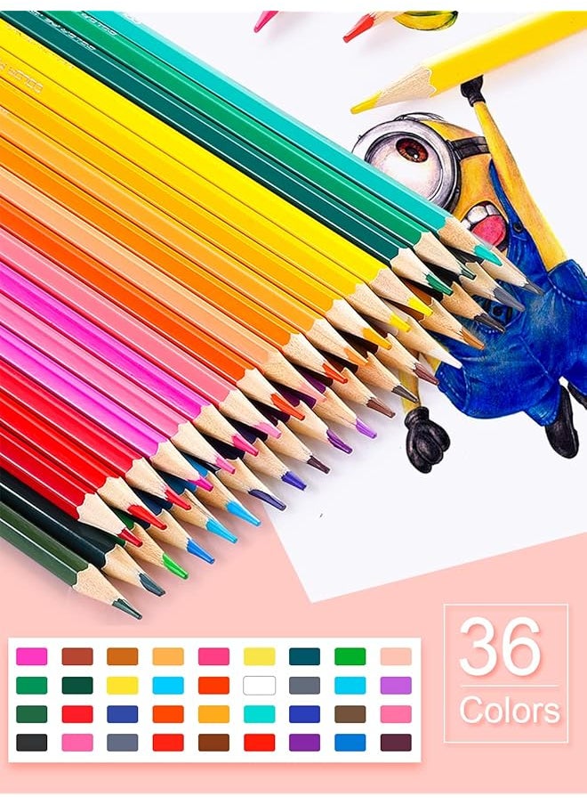 erorex - 36 Pack Colored Pencils With Built In Sharpener In Tube Cap Vibrant Color Presharpened Pencils For School Kids Teachers Soft Core Art Drawing For Coloring Sketching And Painting - Image 1