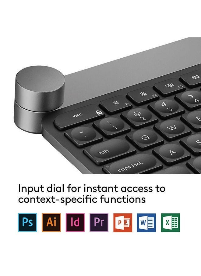 Craft Illuminated Wireless Keyboard, 2.4Ghz Wireless And Bluetooth, Programmable Input Dial, Multi-Device, Automatic Backlit Keys, Rechargeable, PC/Mac/Laptop Qwerty US-International Layout Black