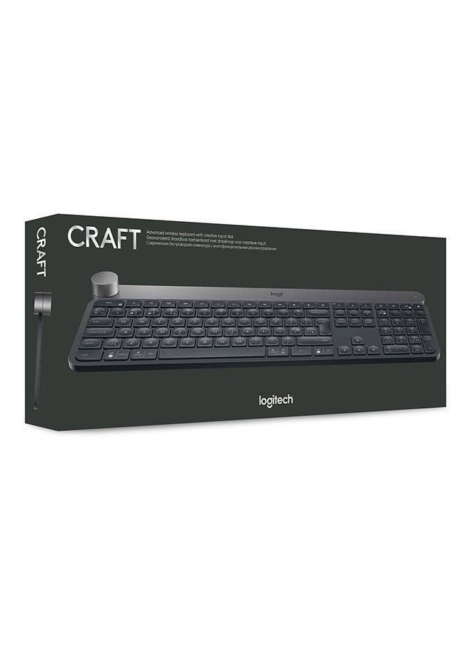 Craft Illuminated Wireless Keyboard, 2.4Ghz Wireless And Bluetooth, Programmable Input Dial, Multi-Device, Automatic Backlit Keys, Rechargeable, PC/Mac/Laptop Qwerty US-International Layout Black