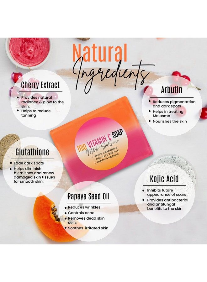 dermaxgen Organic Vitamin C Soap Bar | Arbutin Glutathione Kojic Acid & Vitamin C | Advanced Glowing Formula Replenish & Radiant Skin | Pure Natural Pigmentation For Face & Body 5 Oz Each| (1)  - Image 3