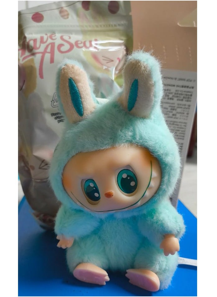Labubu Plush Toy，Labubu Second-Generation Sit-Down Party Series, Cute Keyring, 13cm