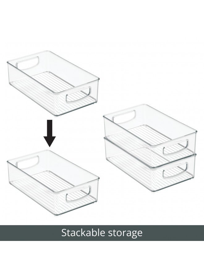 mDesign mDesign Small Plastic Office Storage Container Bins w/Handles for Organization in Filing Cabinet, Closet Shelf, Desk Drawers, Organizer for Notes, Pens, Pencils - Ligne Collection, 4 Pack - Clear  - Image 4