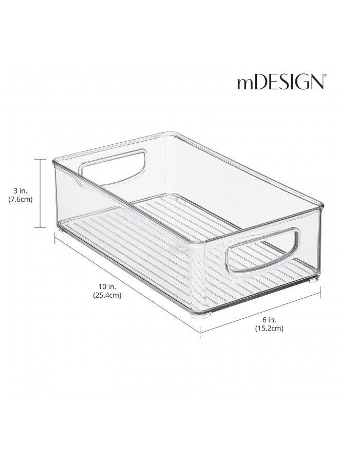 mDesign mDesign Small Plastic Office Storage Container Bins w/Handles for Organization in Filing Cabinet, Closet Shelf, Desk Drawers, Organizer for Notes, Pens, Pencils - Ligne Collection, 4 Pack - Clear  - Image 3