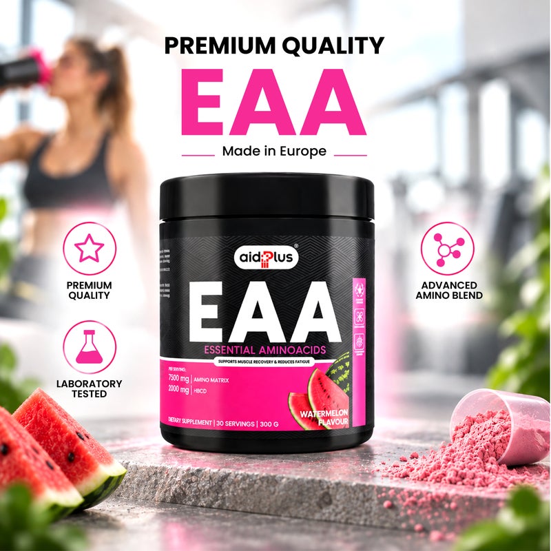 AID PLUS EAA بطيخ، 300غ | 7500ملغ مركب EAA | مع BCAA ومركب جليكوز | دعم الطاقة، التحمل والتعافي - Image 5