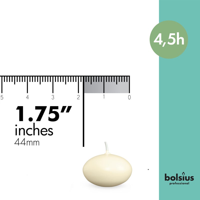 BOLSIUS Unscented 1.75" Floating Candles - Pure Rich Creamy Ivory, 40 Set - Smokeless, European Quality - Imbue Breathtaking Ambiance for Romantic Wedding Centerpieces, Decorations, Holiday Parties - Image 2