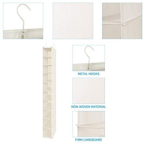 MAX Houser 10-Shelf Hanging Shoe Shelf Organizer, Hanging Shoe Storage for Closet (Beige) - Image 3