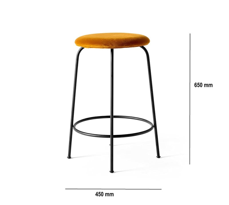 Generic Indian Decor. 38442 Breakfast Stool Modern Dressing Stool- Metal Round Stool Bedroom Living Room Shoe Changing Stool Stable Durable Stacking Stools - Black Cushion - Black Frame - Orange Cushion - Image 2