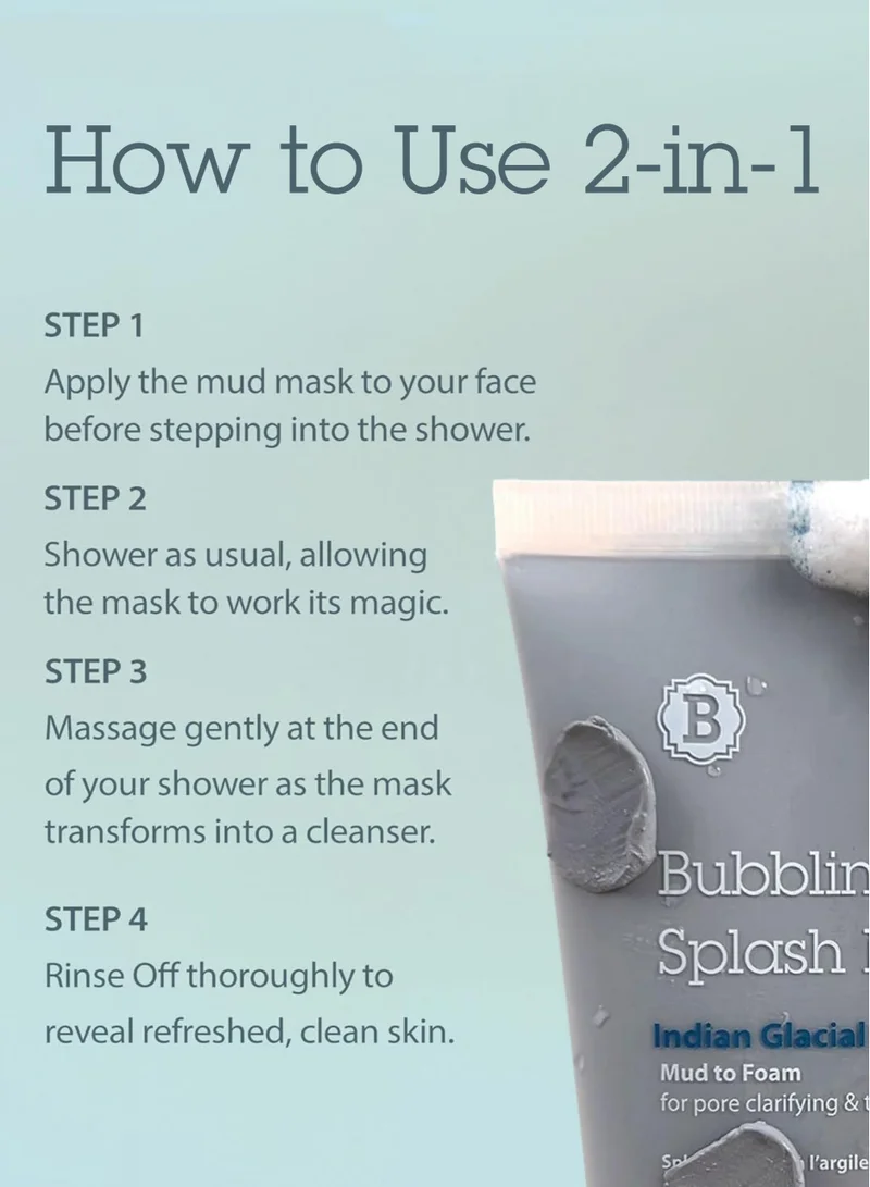 Blithe Bubbling Splash Mask Indian Glacial Mud, 120 ml - Deep Foam Pore Cleansing Mud Bubble Mask, K Beauty Exfoliating, Dead Skin Removal, Korean Skincare Nourishing and Revitalizing Foam Mask