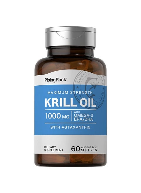 Krill Oil 1000 Mg Softgels  60 Count  With Omega 3 Epa Dha  Nongmo Gluten Free
