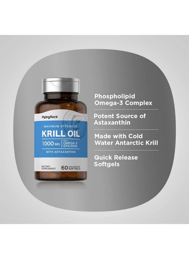 Piping Rock - Krill Oil 1000 Mg Softgels  60 Count  With Omega 3 Epa Dha  Nongmo Gluten Free - Image 1