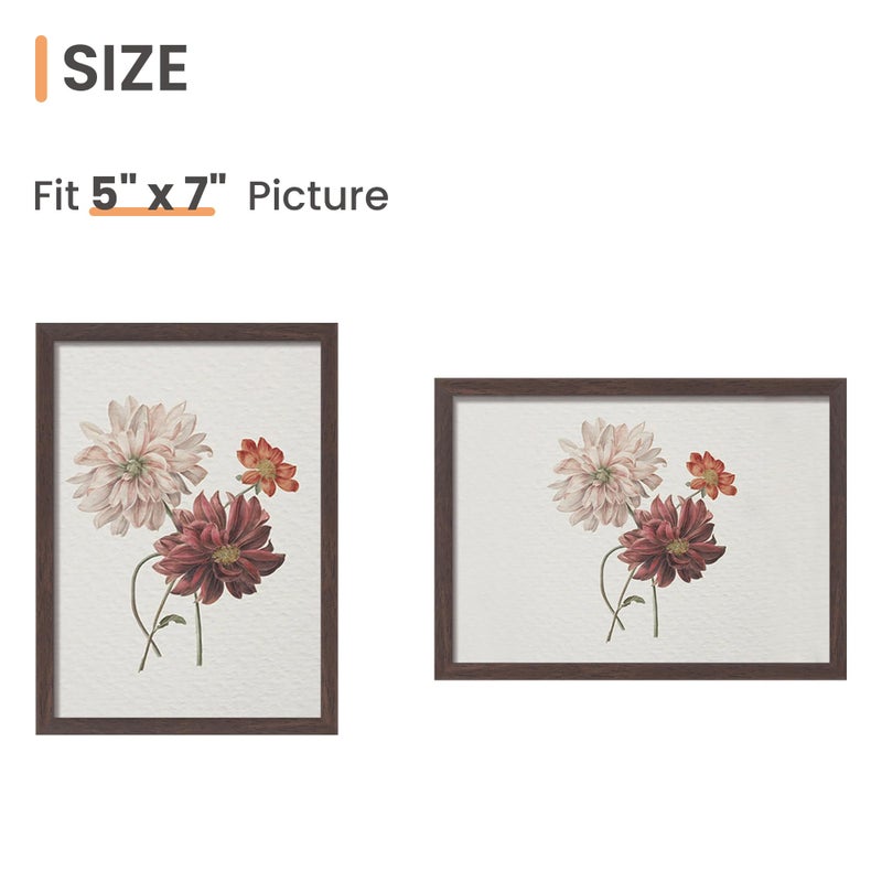 upsimples 5x7 Picture Frame Set of 3  Made of High Definition Glass for 5 x 7 Brown Frames  Wall and Tabletop Display Thin Border Photo Frame for Home D?cor - Image 3