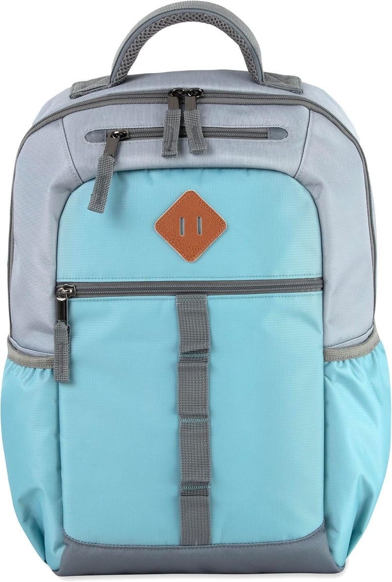 Baby Essentials Two Tone Diaper Bag Backpack with Portable Changing Pad Stroller Straps Insulated Bottle Pocket 2 Pc Set Teal - Image 3