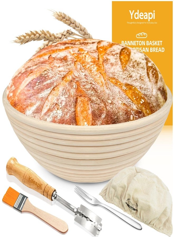 Ydeapi Banneton Bread Proofing Basket, Bread Proofing Basket Round 9in, Natural Rattan, Proofing Basket for Bread Baking, Perfect for Professional & Home Bakers - Image 1