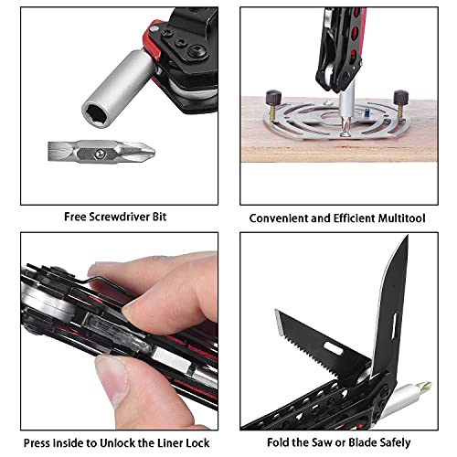 edcfans Folding Pocket Utility Knife Heavy Duty Box Cutter with Flat Head and Phillips Screwdriver, Saw, Fruit Knife, Belt Clip, Quick Change Blades Lock Back Design(10 Blades) - Image 3