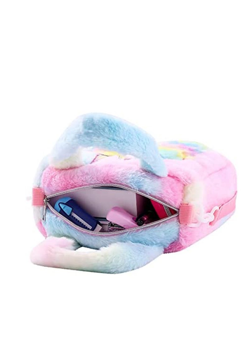 Excefore Kids Crossbody Handbags Colorful Unicorn Tote Adjustable Shoulder Strap Bag Plush Large Capacity Cute Unicorn Crossbody Purse Girls Birthday Gift 1-6 Years - Image 4