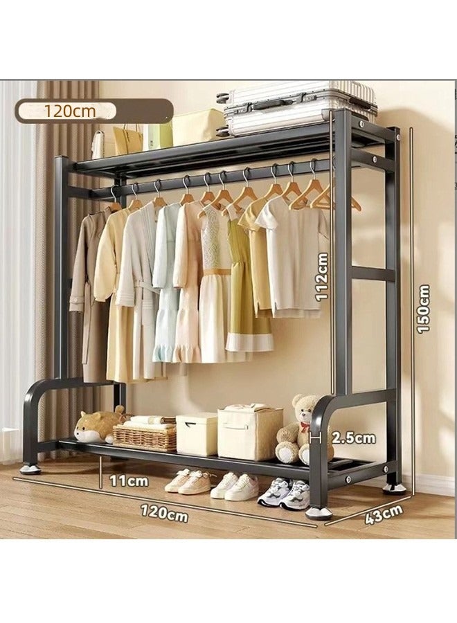 JCB CHIC رف ملابس مزدوج بقضيب مزدوج مع أرفف، رف ملابس معدني لتعليق الملابس الجافة، مع قضيب علوي منظم للقمصان ورف تخزين سفلي (BC-12106-WHT) - Image 2