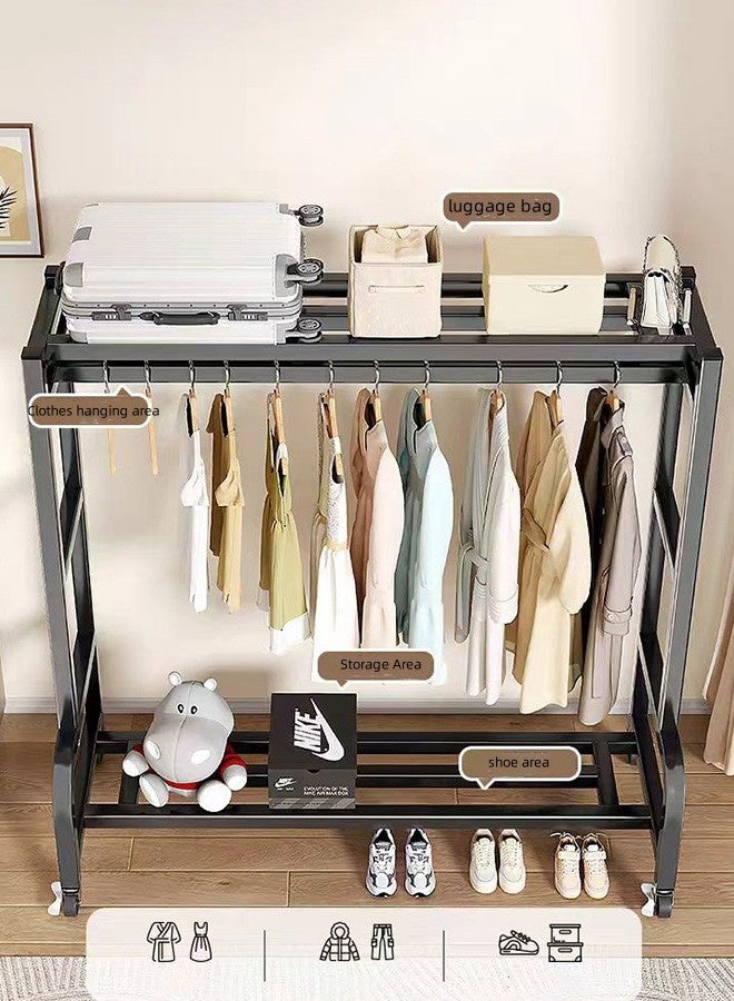 JCB CHIC رف ملابس مزدوج بقضيب مزدوج مع أرفف، رف ملابس معدني لتعليق الملابس الجافة، مع قضيب علوي منظم للقمصان ورف تخزين سفلي (BC-12106-WHT) - Image 5