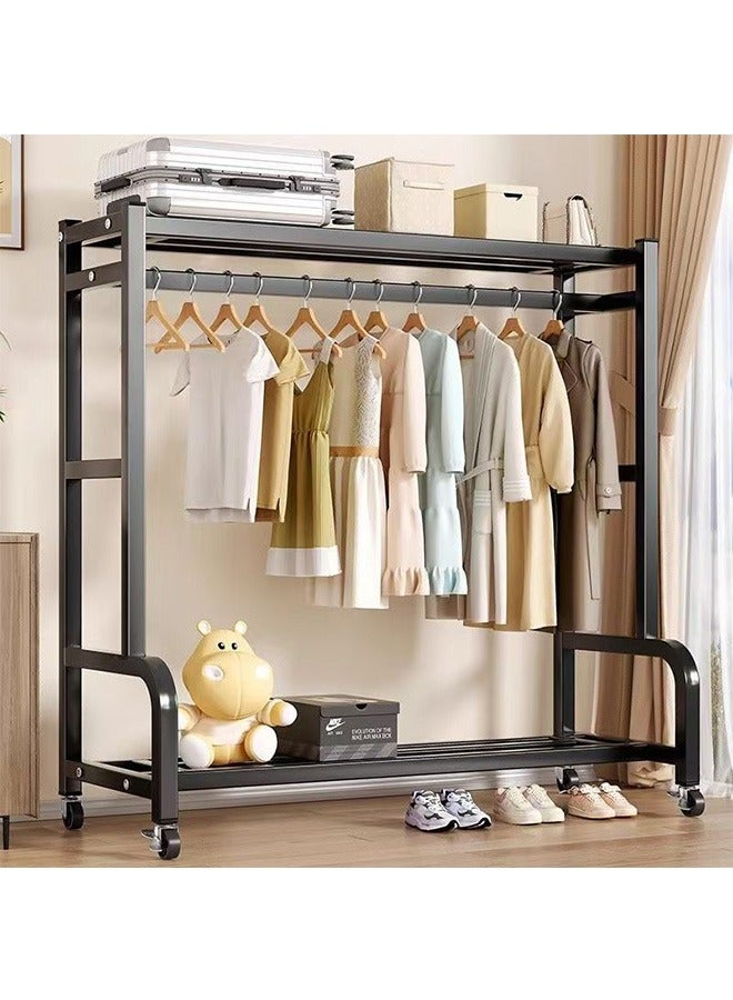 JCB CHIC رف ملابس مزدوج بقضيب مزدوج مع أرفف، رف ملابس معدني لتعليق الملابس الجافة، مع قضيب علوي منظم للقمصان ورف تخزين سفلي (BC-12106-WHT) - Image 1