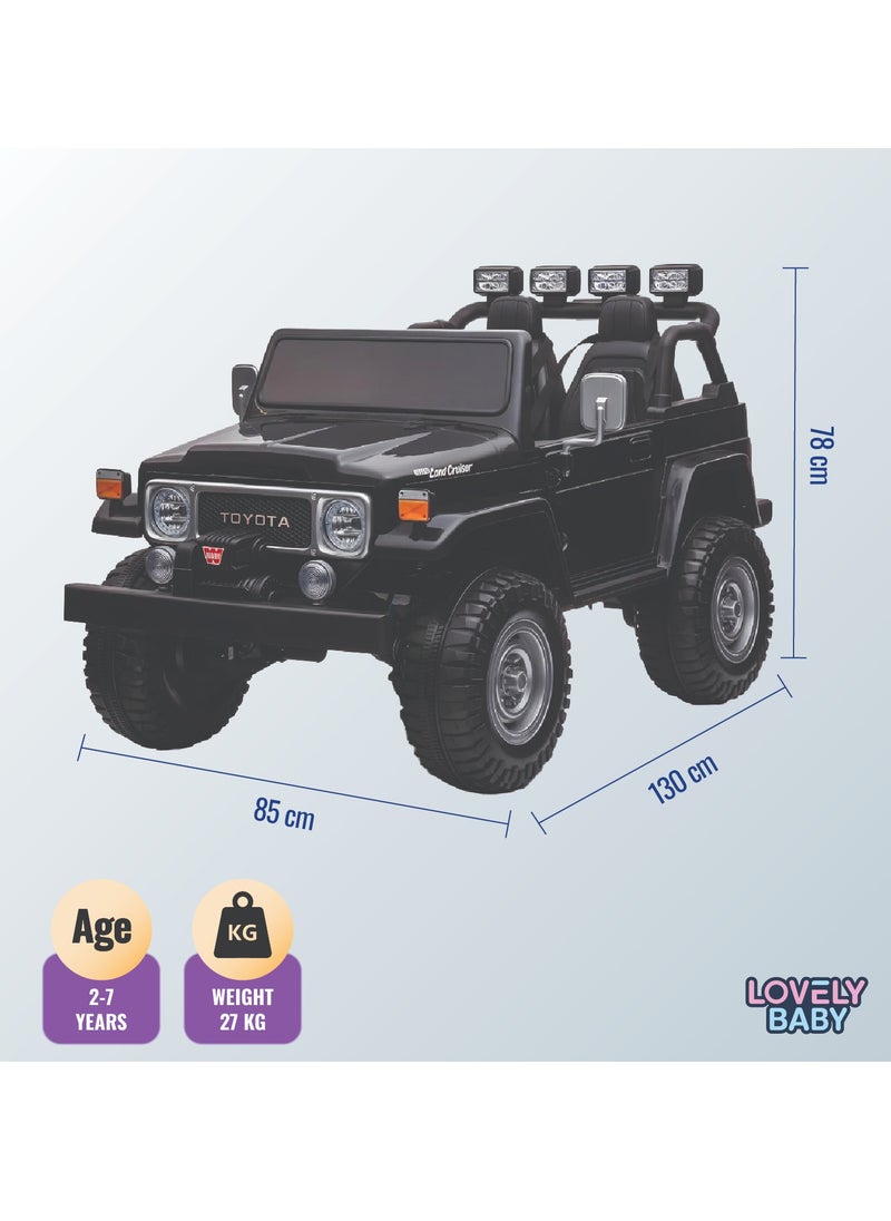 لافلي بيبي سيارة ركوب كهربائية جميلة للأطفال LB 1630DX، سيارة ركوب كهربائية، سيارة جيب تعمل ببطارية قابلة لإعادة الشحن، يوصى بها للأعمار من 1 إلى 6 سنوات - أسود  - Image 5