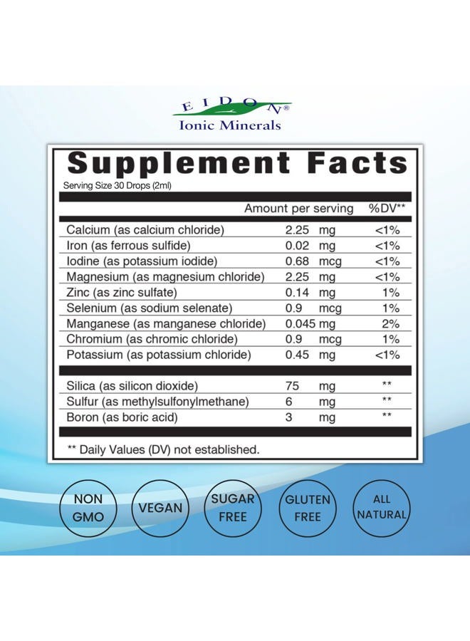 Eidon Ionic Minerals Multiple Minerals Supplement - Ionic Trace Mineral Drops for Water, Natural Liquid Vitamins to Support Heart Health and Hydration, Bioavailable, No Preservatives - 2 oz - Image 2