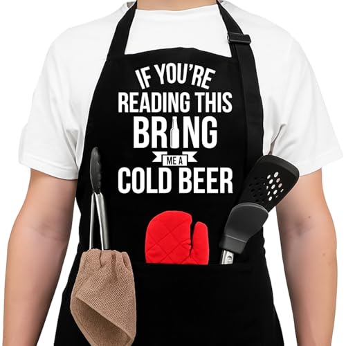 NewEleven Valentines Gifts For Dad, Husband - Aprons With Pockets - Funny Gifts For Him, Dad, Husband - Grill Cooking BBQ Kitchen Chef Apron - Image 1