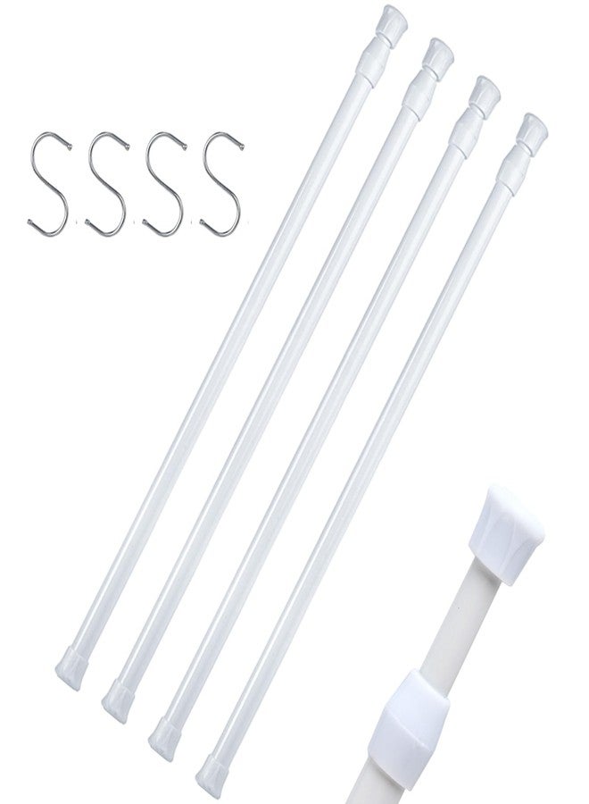 DeELF Outlet 4 Packs Small Tension Rods 16 to 28 inch Spring Adjustable Bars for Camper RV Refrigerator, Kitchen Windows, Cupboard Utensils, Closet, and Cabinet, White - Image 1