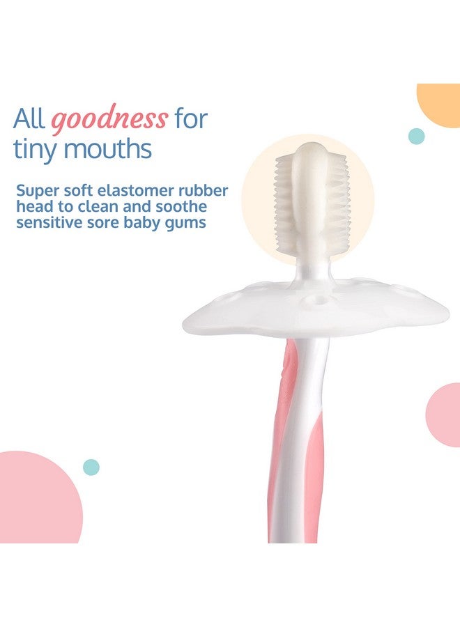 Luvlap Baby Training Toothbrush Set With Anti Choking Shield, Teeth Tongue Cleaner, Baby Oral Hygiene, 3 Pcs, (White/Pink) - Image 3