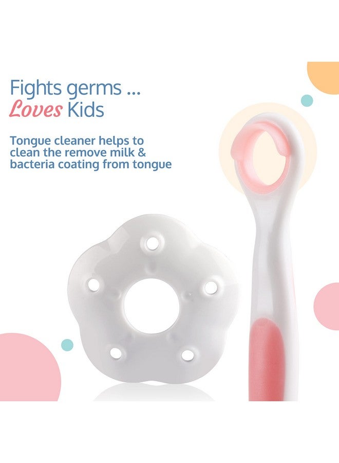 Luvlap Baby Training Toothbrush Set With Anti Choking Shield, Teeth Tongue Cleaner, Baby Oral Hygiene, 3 Pcs, (White/Pink) - Image 4