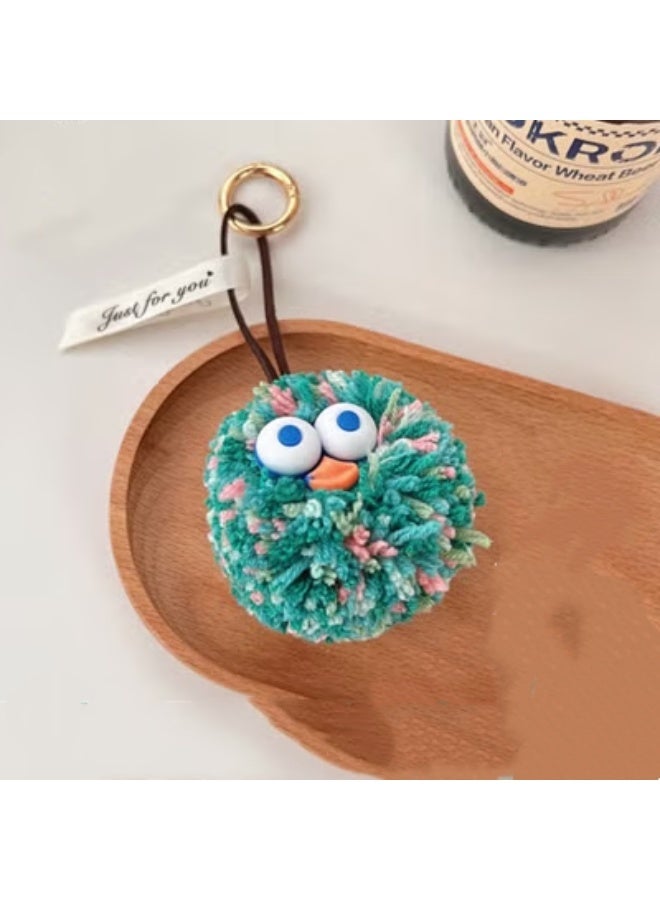 KAIRAY Adorable little coal ball plush keychain pendant for girls, cute little doll (colorful - pom-pom doll pendant) & Adorable little coal ball plush keychain pendant for girls, cute little doll (green - pom-pom doll pendant) Bundle - Image 3