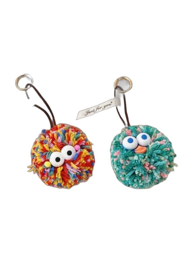 KAIRAY Adorable little coal ball plush keychain pendant for girls, cute little doll (colorful - pom-pom doll pendant) & Adorable little coal ball plush keychain pendant for girls, cute little doll (green - pom-pom doll pendant) Bundle - Image 1