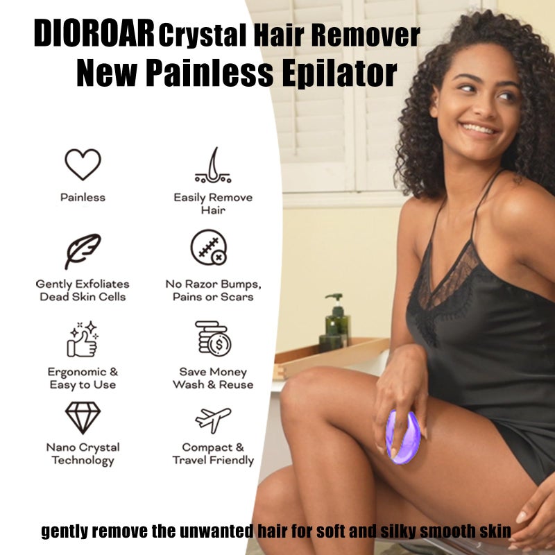 DIOROAR Crystal Hair Eraser,Upgrade Crystal Hair Remover,Physical Nano Glass Hair Removal Device,Painless Epilator and Exfoliator Without Shaver for Quick Soft Silky Skin(Violet) - Image 3