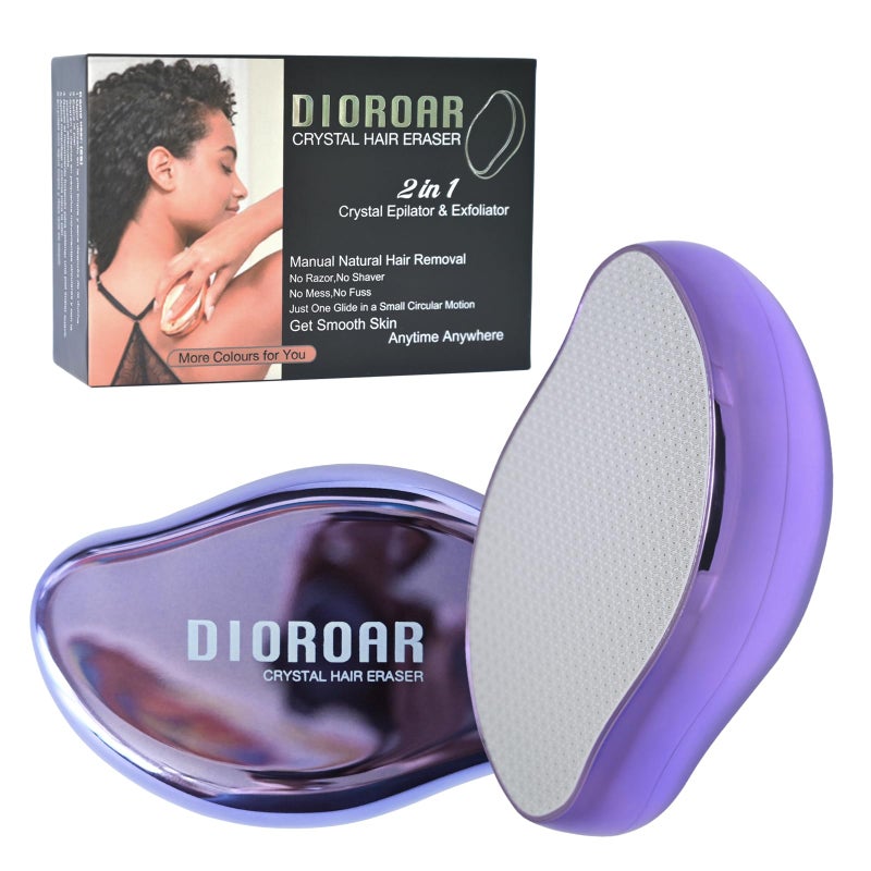 DIOROAR Crystal Hair Eraser,Upgrade Crystal Hair Remover,Physical Nano Glass Hair Removal Device,Painless Epilator and Exfoliator Without Shaver for Quick Soft Silky Skin(Violet) - Image 1