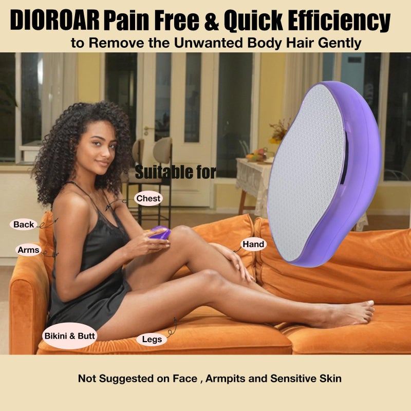 DIOROAR Crystal Hair Eraser,Upgrade Crystal Hair Remover,Physical Nano Glass Hair Removal Device,Painless Epilator and Exfoliator Without Shaver for Quick Soft Silky Skin(Violet) - Image 4