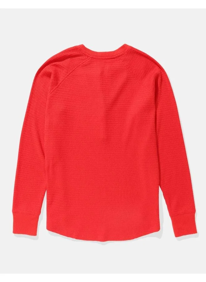 American Eagle AE Long-Sleeve Plush Henley T-Shirt