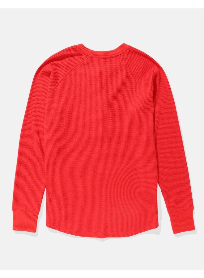 American Eagle AE Long-Sleeve Plush Henley T-Shirt - Image 2