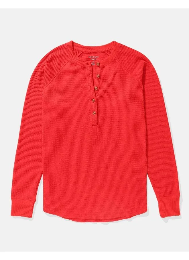 امريكان ايجل AE Long-Sleeve Plush Henley T-Shirt