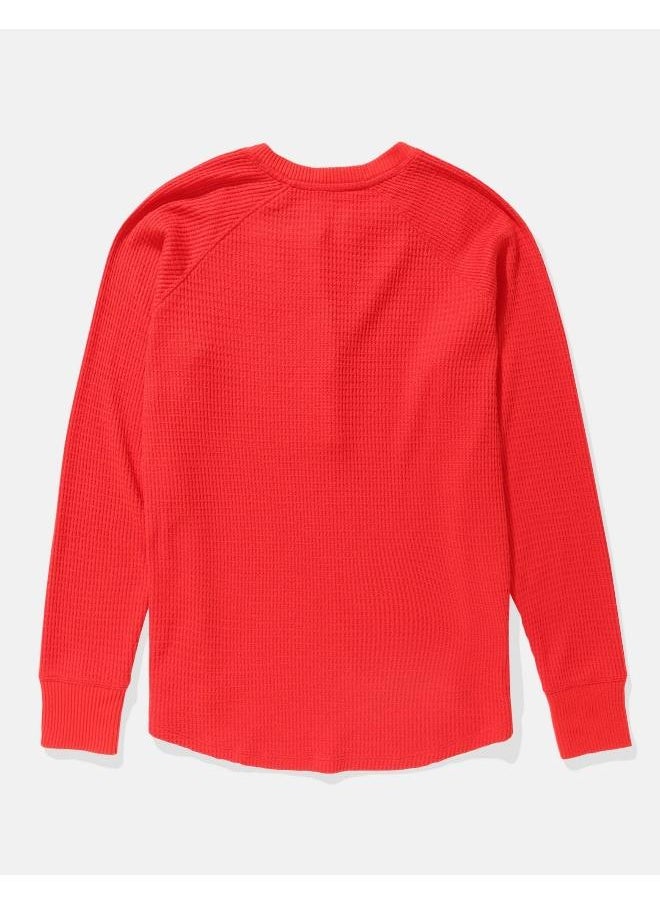 American Eagle - AE Long-Sleeve Plush Henley T-Shirt - Image 1