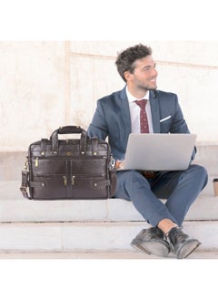 ليفراي حقيبة كمبيوتر محمول من الجلد الطبيعي للرجال والنساء من LAVERI® - تناسب حتى 15.6 بوصة حقيبة مكتب من جلد البقر حقيبة كروس بودي للأعمال حقيبة تنفيذية لجهاز iPad Macbook حزام كتف قابل للتعديل جودة ممتازة  - Image 4