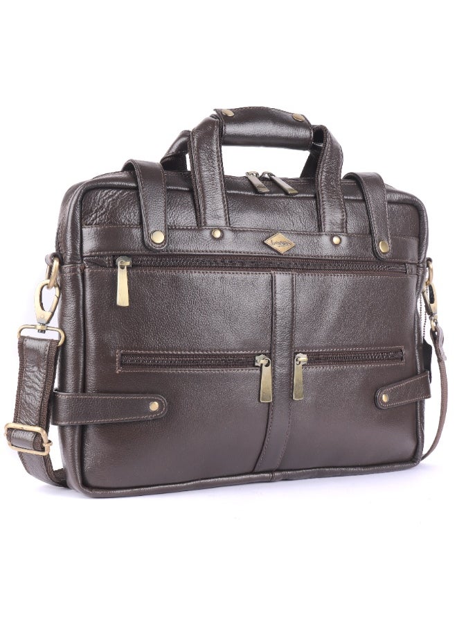 LAVERI LEATHER LAVERI Laptop Bag for Men - Leather Messenger Bag for Office - Fits up to 15 Inch Laptop - Shoulder Bag with Multiple Compartments - Executive Leather Bag for Work/Travel/Casual  - 2872  - Image 1